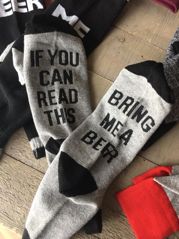Socks! Wi-ne , be-er, coffee, chocolate, kisses, bacon! If you can rea ...