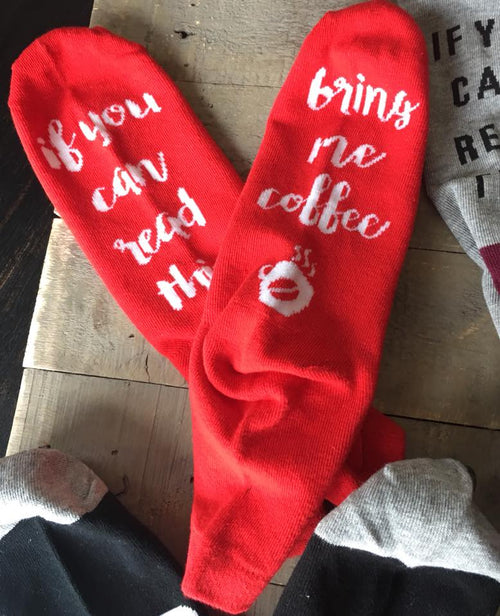 Socks! Wi-ne , be-er, coffee, chocolate, kisses, bacon! If you can read this bring me....