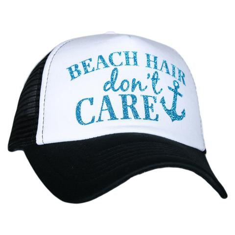 Beach Hair Don't Care Trucker Hat with Anchor Mint