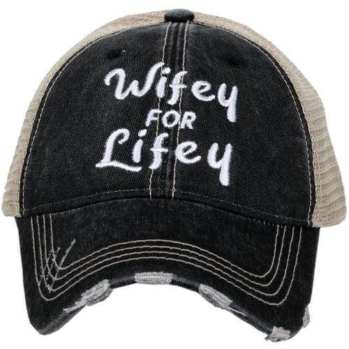 Wife hat | Wifey for lifey | Happy Wife Happy Life | Wifey | Aint no wifey | Embroidered distressed trucker cap | Personalize with wedding dates and names