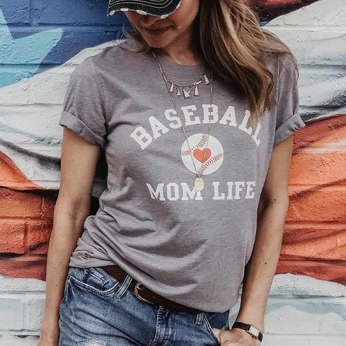 Baseball mom T-shirts BASEBALL MOM LIFE S ~ XXL Womens Navy blue or Gray
