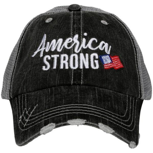 America Strong flag hat Embroidered gray distressed trucker cap Unisex