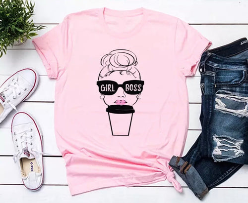 Girlboss | T-shirt | Coffee ~ Messy bun