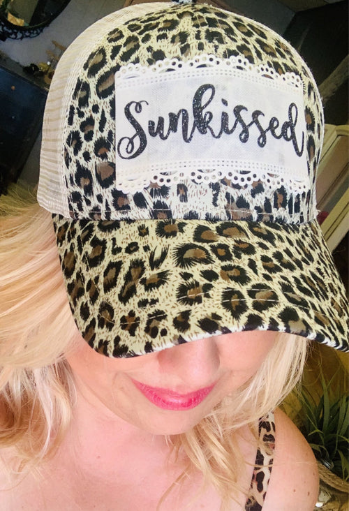 SUN KISSED hat Leopard Summertime Vacation cap Sunshine