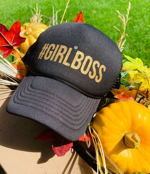 #Girlboss hats Glitter letters Womens snap back