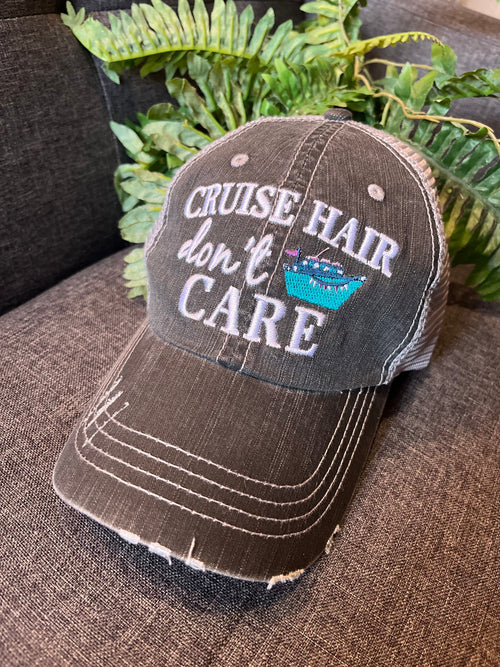 Cruise hats Cruise hair dont care Embroidered distressed unisex trucker caps