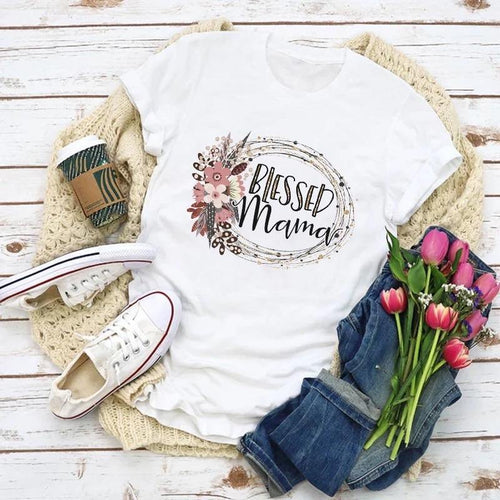 Mom shirts! Blessed mama | White | S - 3XL