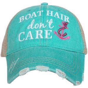 Boating hats Boat hair don’t care hats 4 colors Embroidered distressed trucker caps Anchor