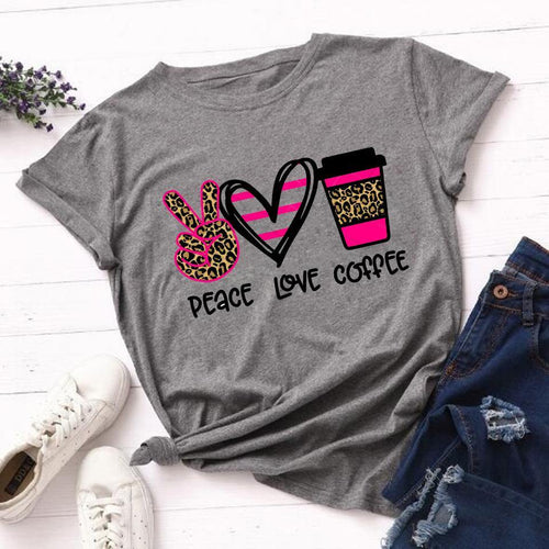 T-shirts Peace Love Coffee Nursing Jeep Music Donuts Gray or white Assorted styles