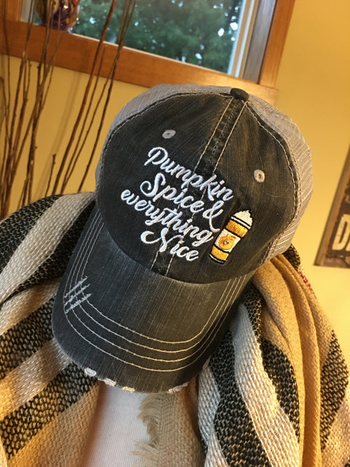 Pumpkin spice hats PUMPKIN SPICE and everything nice Chill Jesus 3 styles Embroidered trucker cap