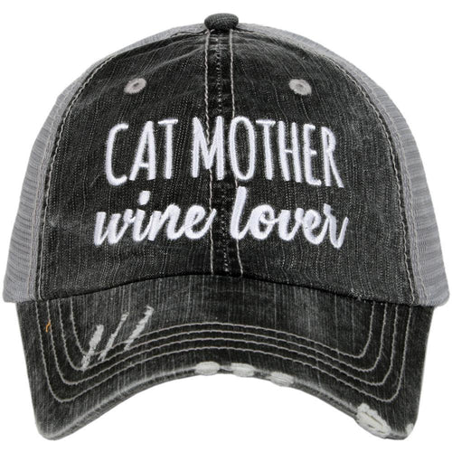 Cat hats  Cat mother wine lover Womens embroidered trucker cap