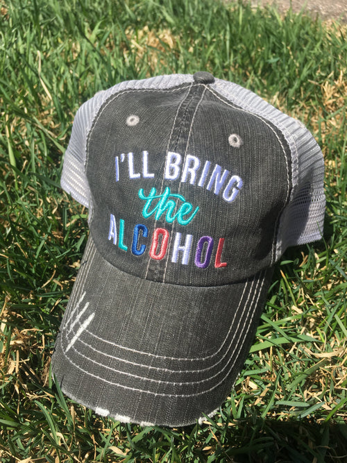 Hats Ill bring the alcohol Bail money Bad decisions Gangsta rap Wine Essentials Embroidered Personalize