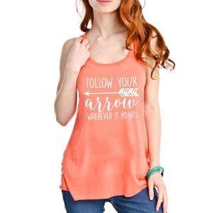 Follow your arrow tank tops •• Coral, teal, black, white, light brown and dark gray •• S - XXL