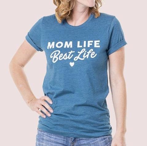 Mom T-shirts • Mom life is the best life • Blue - Pink - Gray