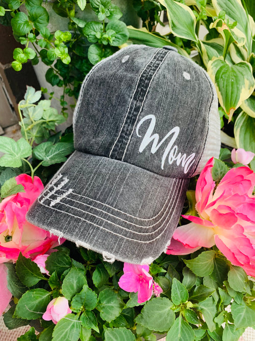 Mom hat Distressed gray trucker cap Grandma Nana Gigi