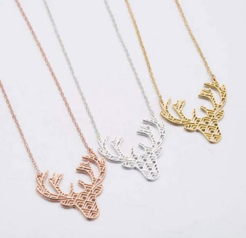 Necklace { Deer } Antlers. Silver. Gold. Rose gold.