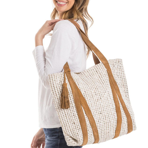 Tote bag Cream and metallic gold Leather straps