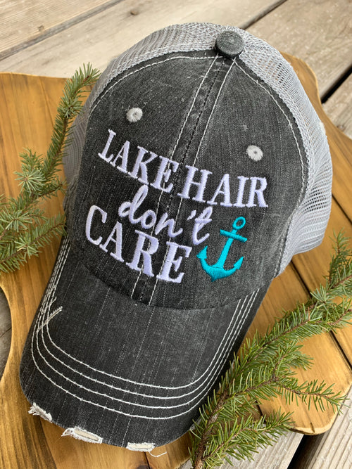 Lake hats! Kids-Adults•Lake hair dont care•Embroidered trucker caps•Lake life-Anchors