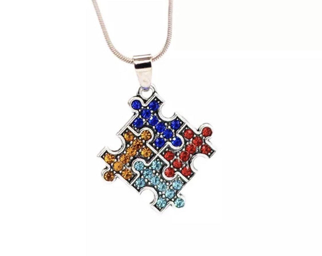 Love has no words pendant and necklace – Autism – Autism Awareness –  awareness – puzzle piece – SM Made