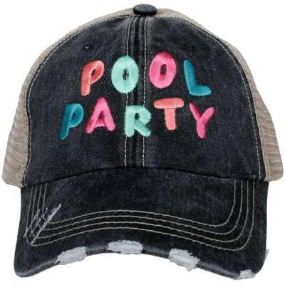 Pool party hat Embroidered distressed gray trucker cap Unisex