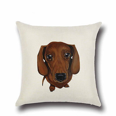 Pillow or pillowcase { Dog } Dachschund. 17 x 17. Zip closure. Cotton and linen. Other dogs available. Just ask!