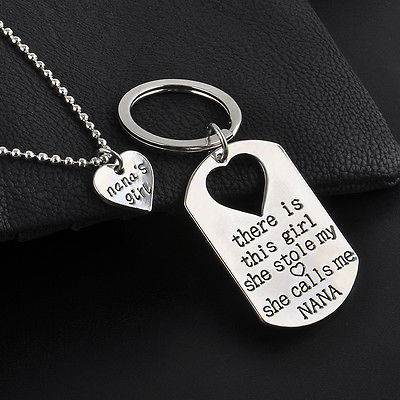 Necklace & Keychain sets { There is this girl she stole my heart she calls me.... } Daddy, mommy, nana, grandma, grandpa.