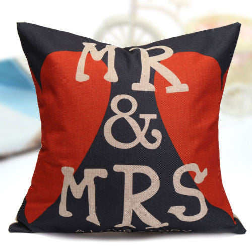 Pillow or pillowcase { Mr. and Mrs. } Personalize with last name. Burlap 17 x 17 zipper closure. Great wedding gift!