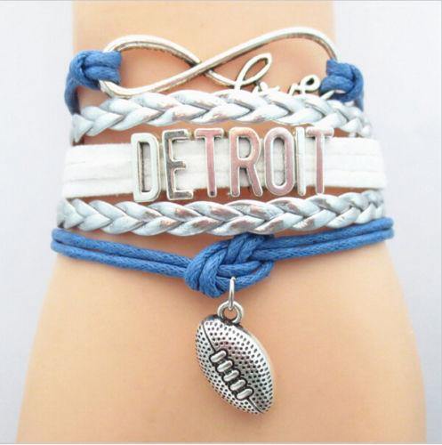 Bracelet { Detroit Lions } Football • Adjustable • Blue and silver • Unisex