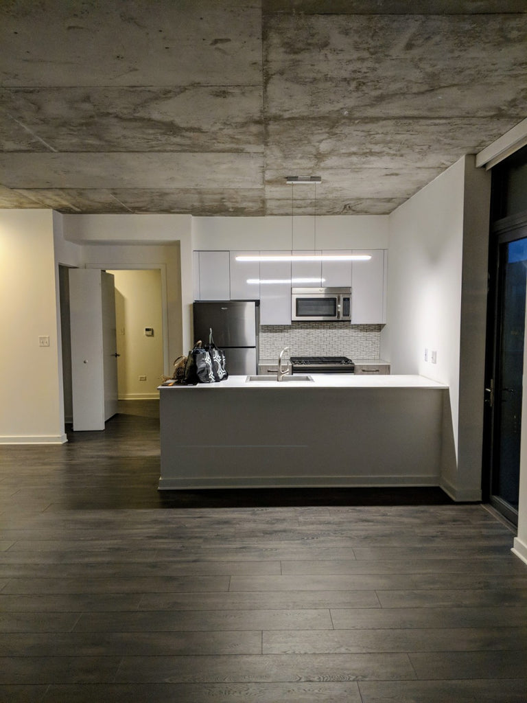 Empty modern apartment kitchen