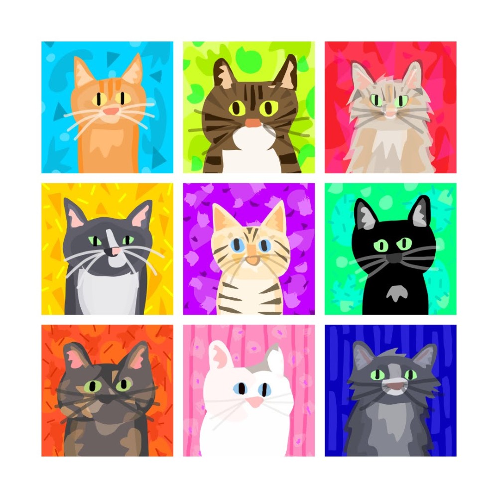 Grid of 9 Cats