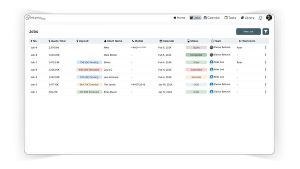 Project management and CRM from InterioApp