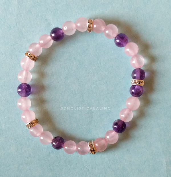 Bracelet Of Combined Rose Quartz & Amethyst For Various Purposes Of 8 MM  Beads | eBay