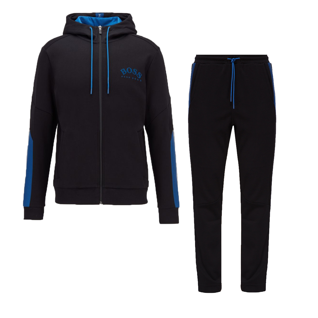 Hugo Boss Zip Up Hooded Tracksuit Set - Black/Blue – DesiignerLuxe