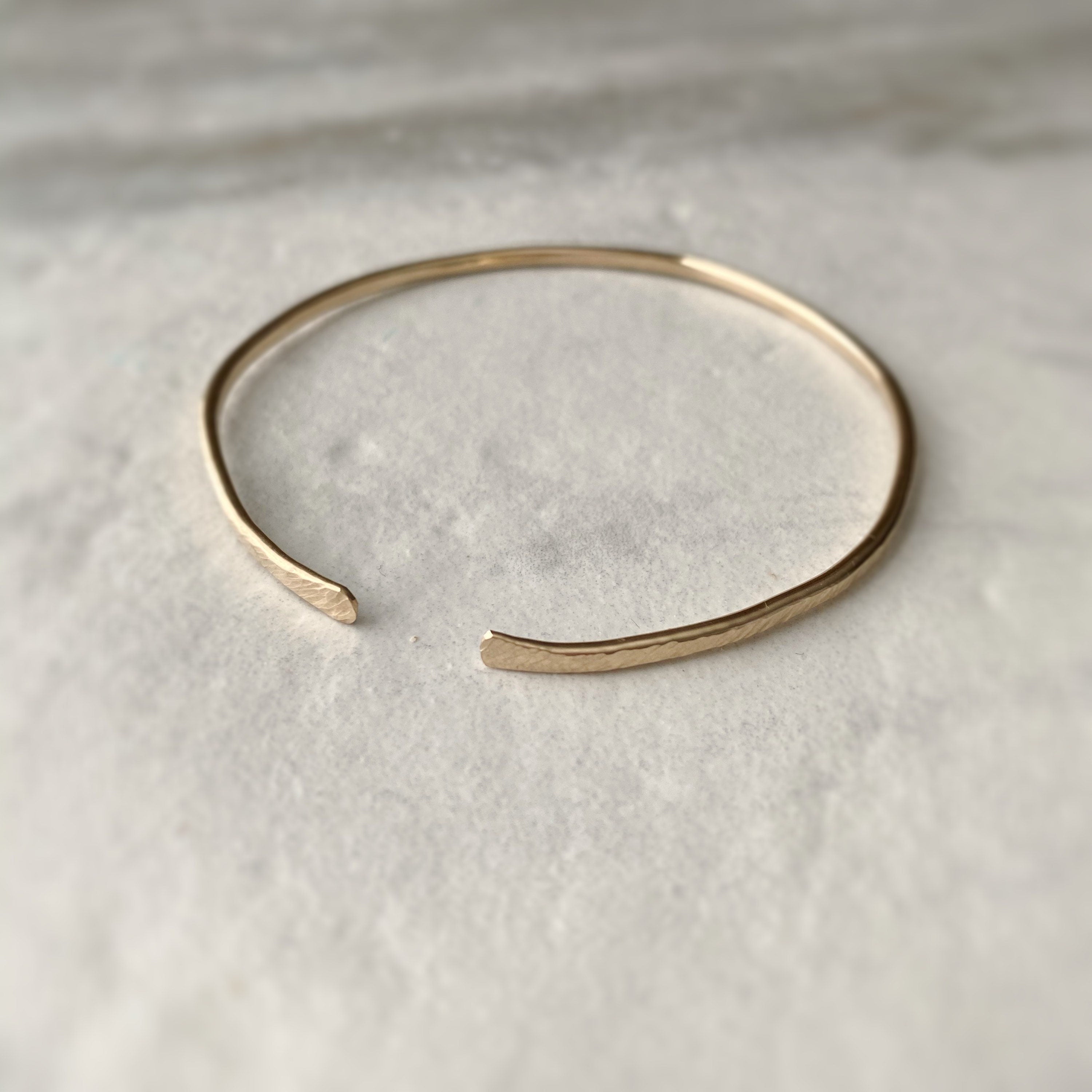 Simple Hammered Gold Bangle| Textured Gold Bangle| Adjustable Bangle | Minimalist Gold Stacking Bangle| Bridal Jewelry| Gift for Her|