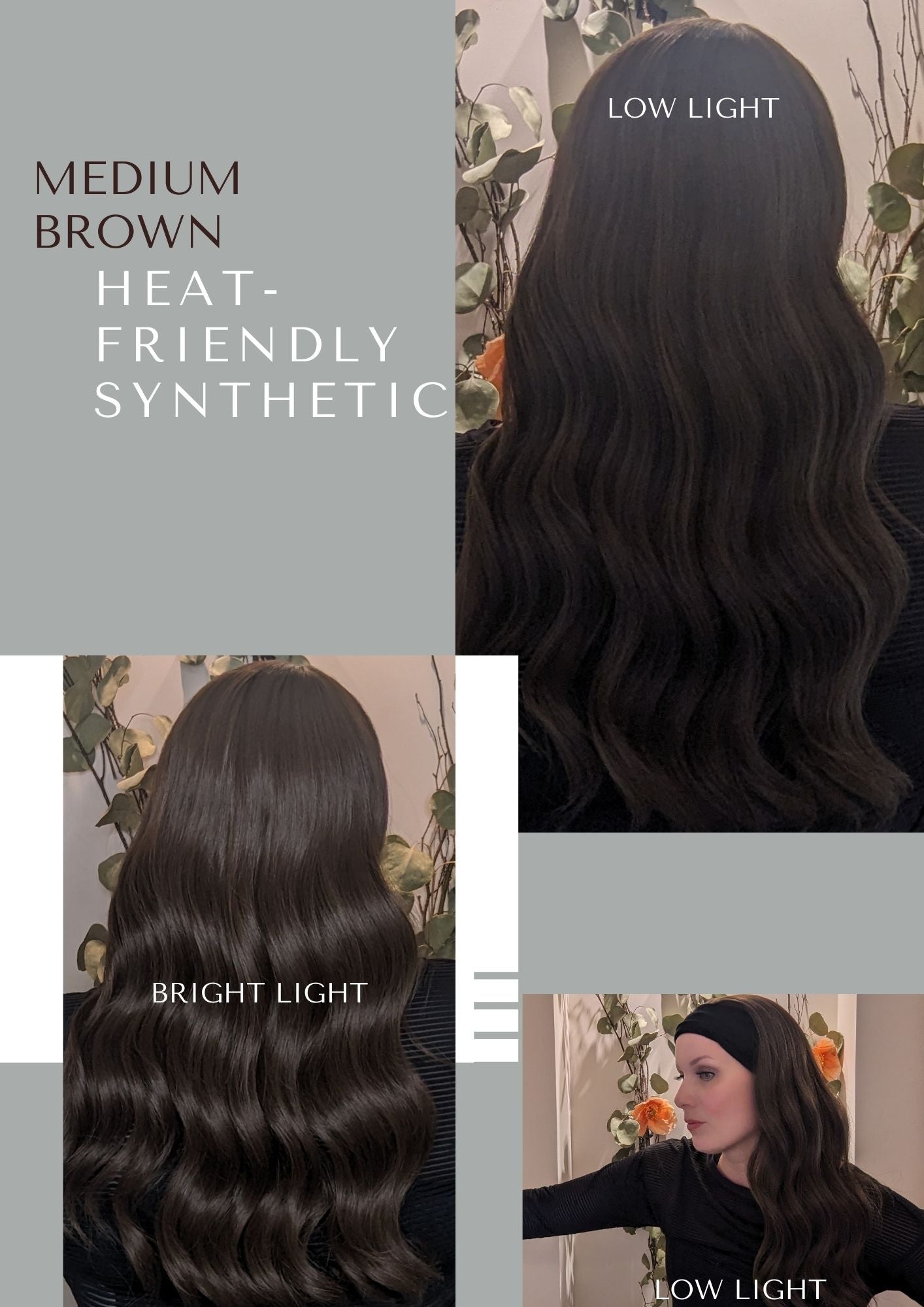 medium brown headband wig lookbook