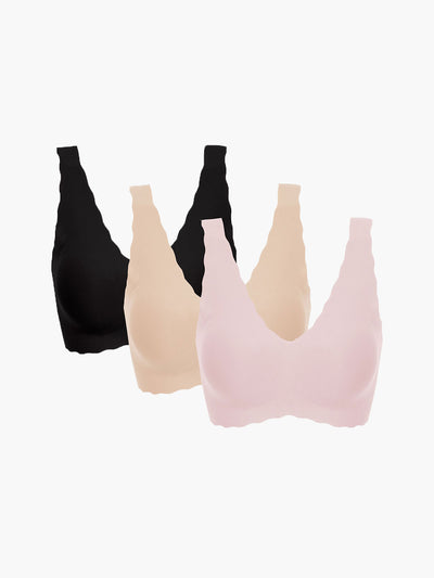 24H Comfort One Size Classic Wireless Bra Fixed Pad Kit of 3 – ubras