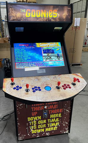 Way Back Arcades - custom art wrap stand up cabinet - goonies