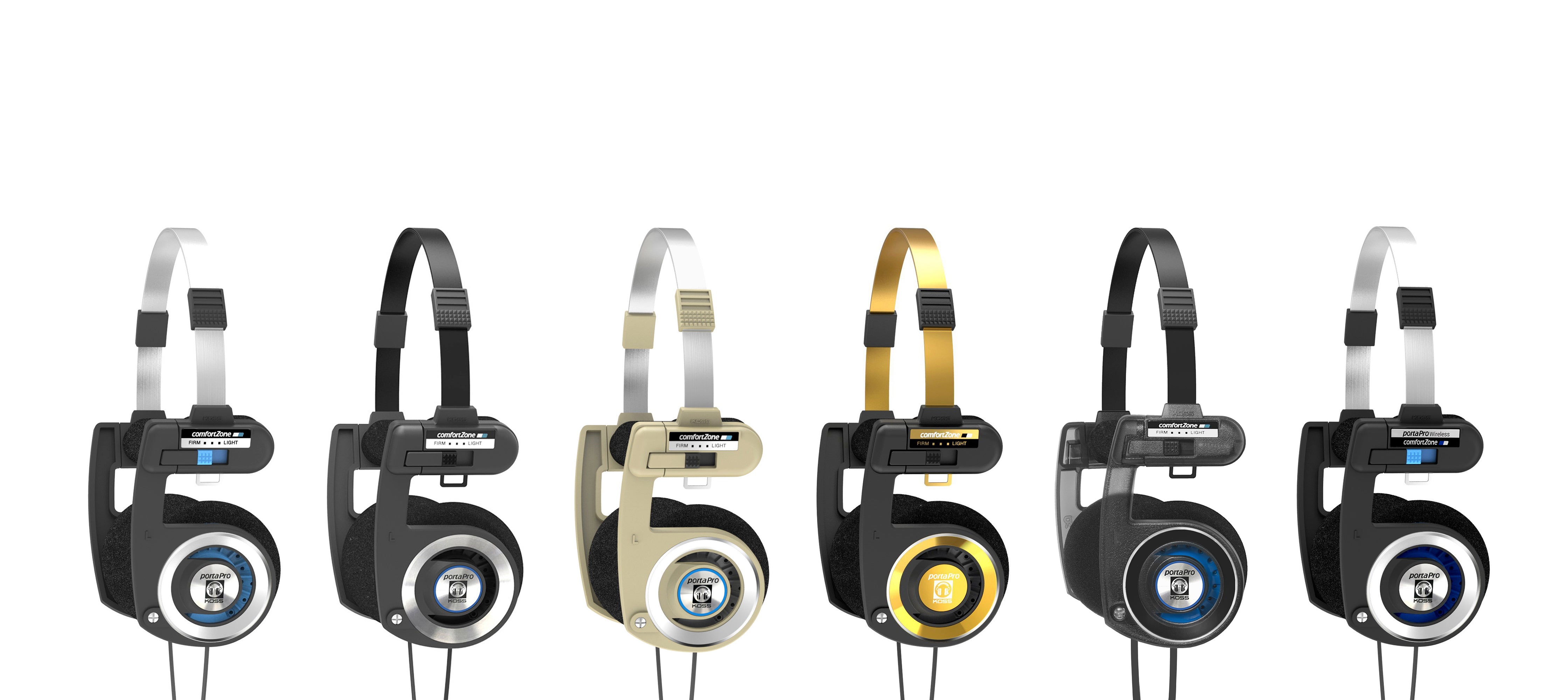 The four types of headphones used. (a) fully open headphones, Koss