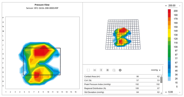 Pressure map of seat without cushion