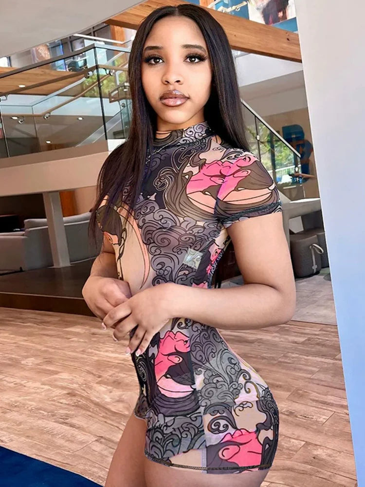 Lorine Mesh Backless Romper