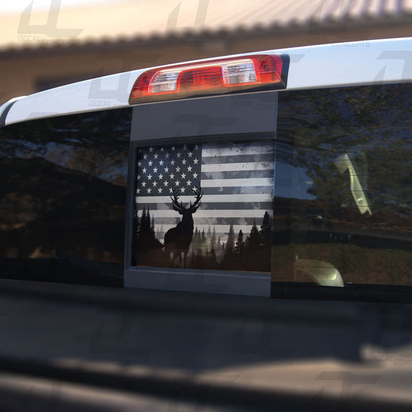 Black White American Flag Rear Window Perforated Decal Graphic