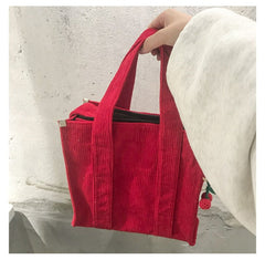 Red corduroy bag
