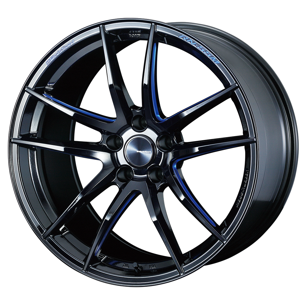 WedsSport RN-55M 18x9.0J +32 5x112 Blue Black Machine Wheel – E