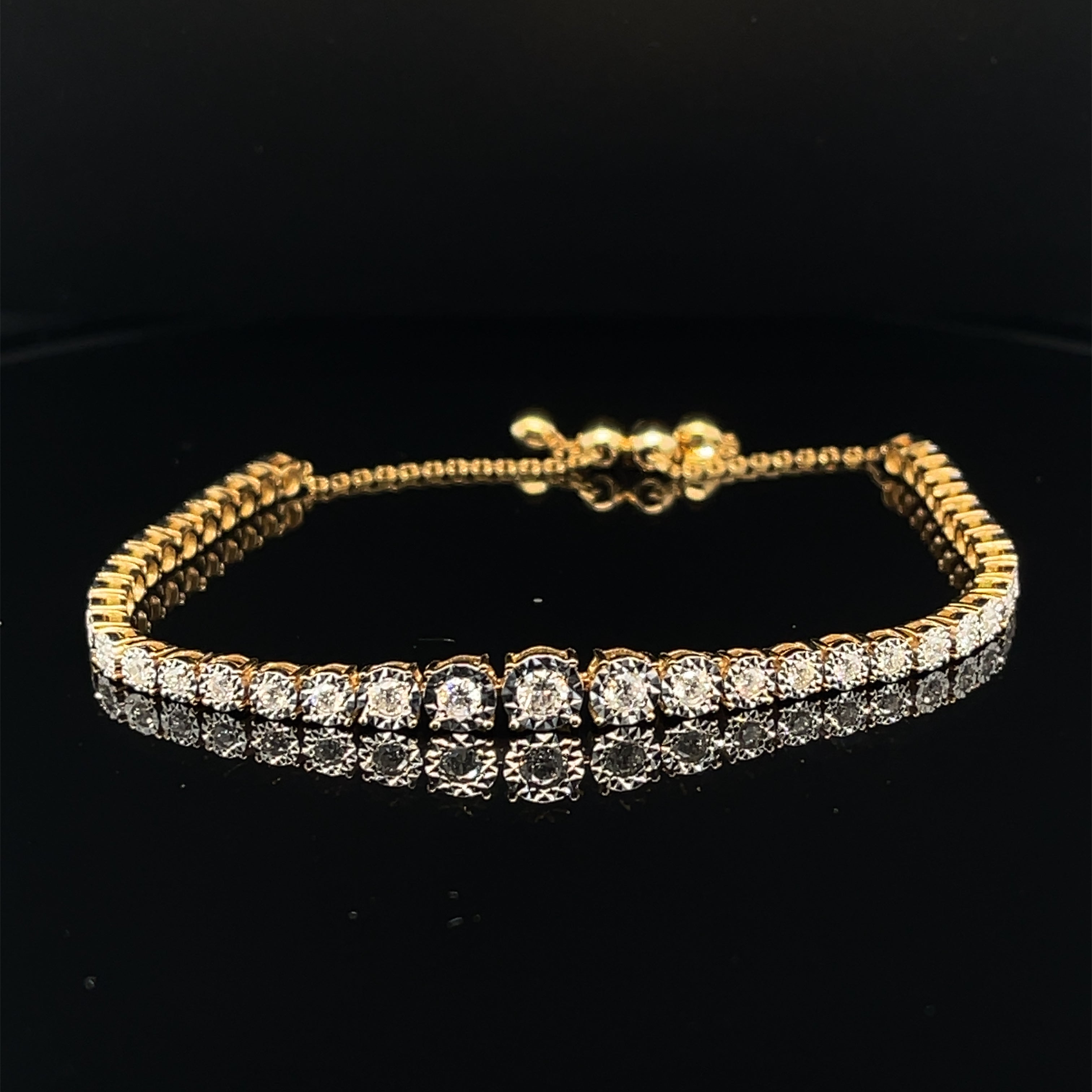 Diamond Tennis Bolo Bracelet in 18k Yellow Gold - Adjustable - (#43-HB ...