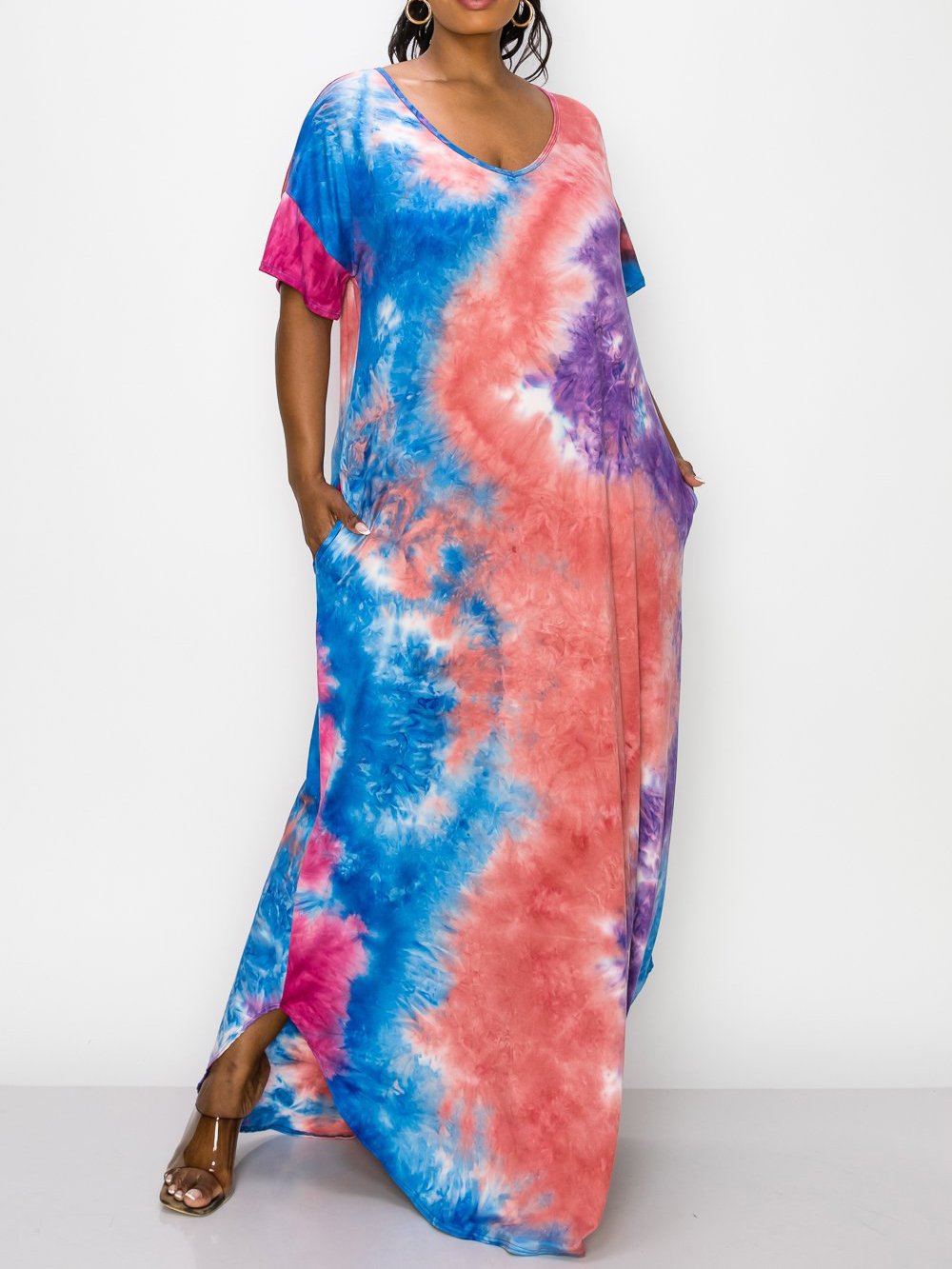 Tie Dye Short Sleeve Maxi Dress – Buyitva