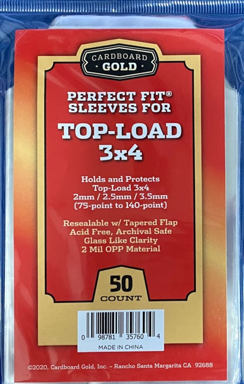 Cardboard Gold Perfect Fit Sleeves For Top-Load 3x4 (20pt to 60pt) -  Sports-card-zone