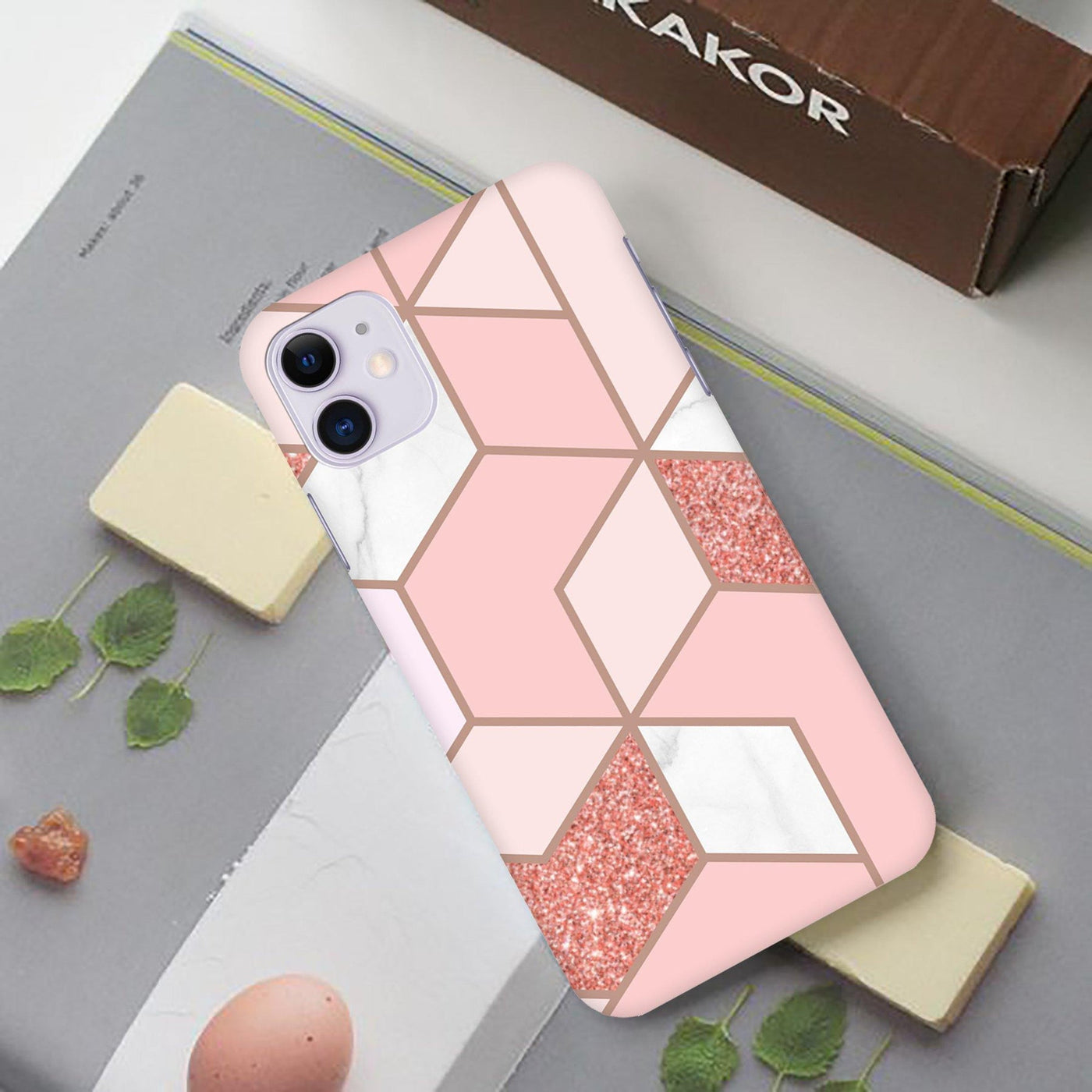 green amp pink marble slim case cover for oppo f21 pro 4g Without Holder in color-1 color image