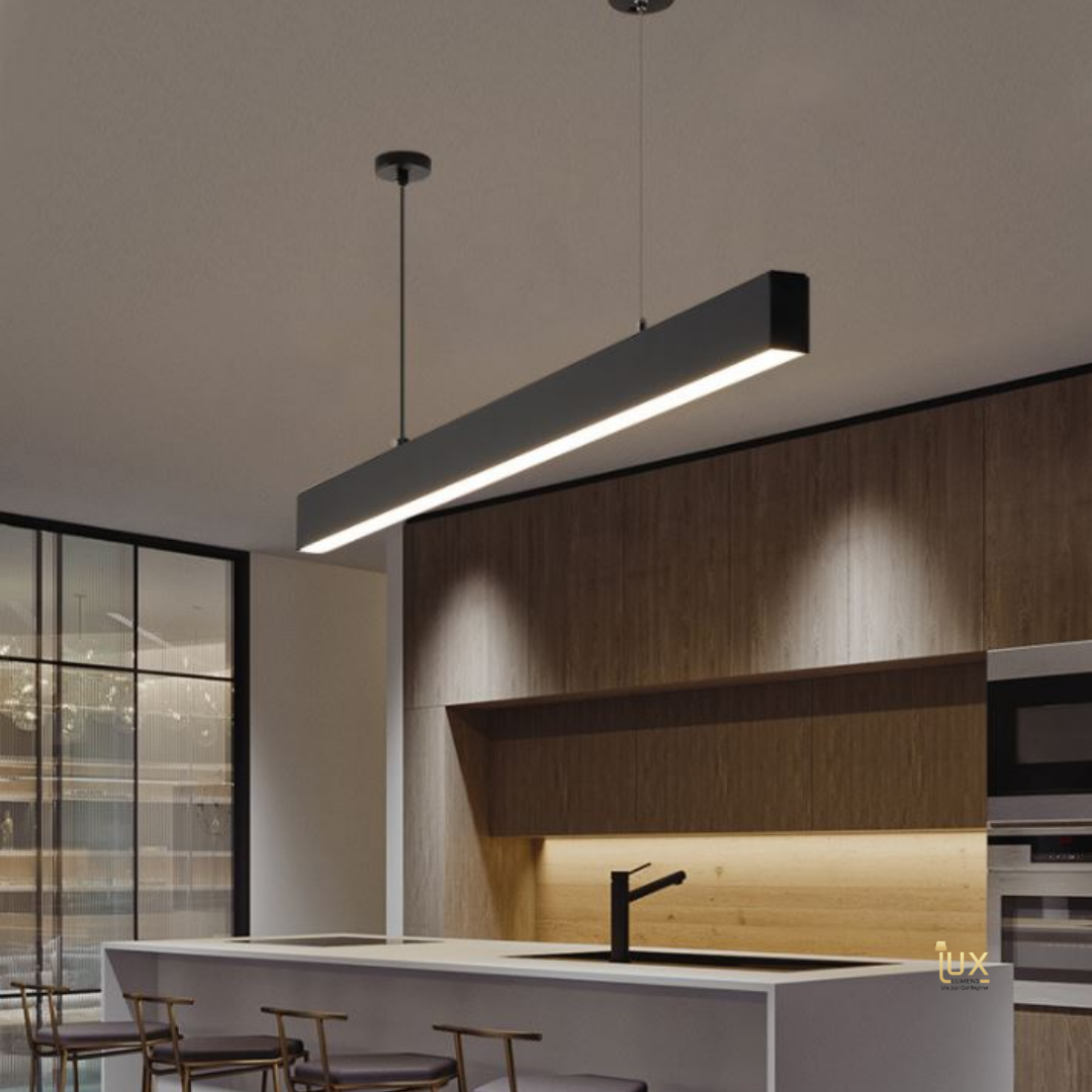 black linear pendant light