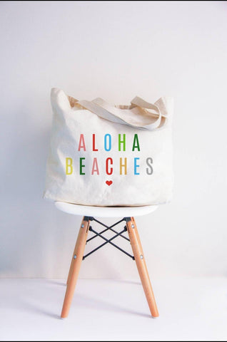 Aloha Beaches canvas tote bag with straps