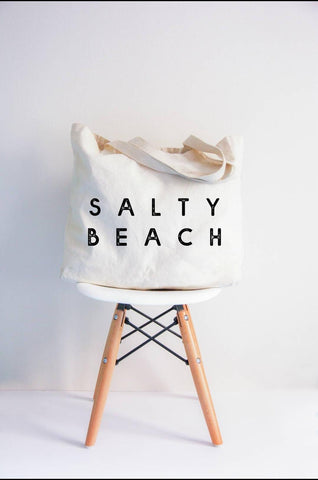 Salty Beach canvas tote bag with straps